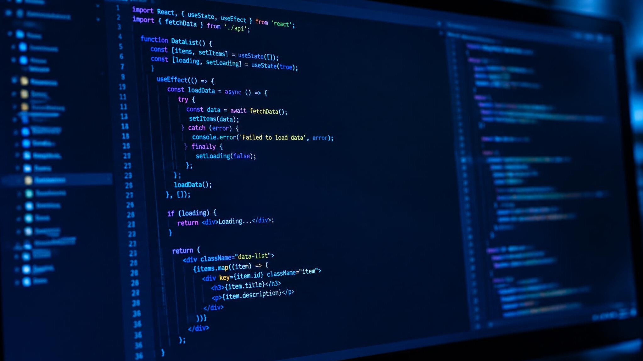 Code on a dark computer screen